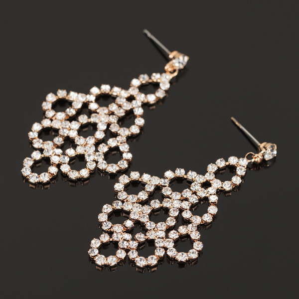 Elegáns női lógó fülbevaló ezüst, arany és kék kövekkel