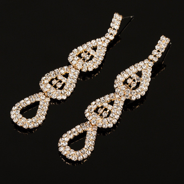 Elegáns női lógó fülbevaló ezüst kövekkel