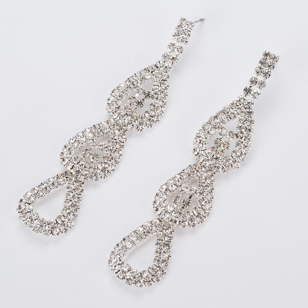 Elegáns női lógó fülbevaló ezüst kövekkel