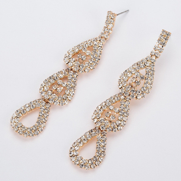 Elegáns női lógó fülbevaló ezüst kövekkel