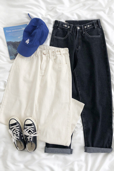 Retro ženske traperice visokog struka - široki model