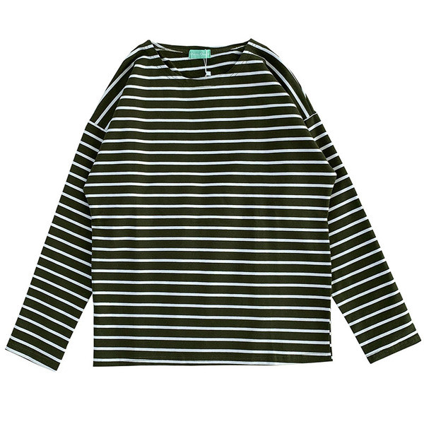 Ležerna ženska bluza na pruge s dugim rukavima i ovalnim izrezom