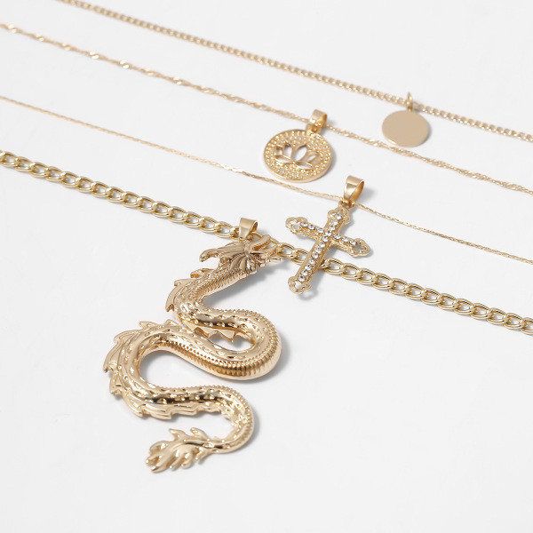 Šiuolaikiniai moteriški kelių eilių karoliai su pakabukais