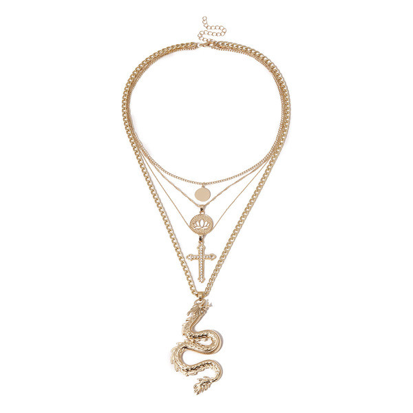 Šiuolaikiniai moteriški kelių eilių karoliai su pakabukais