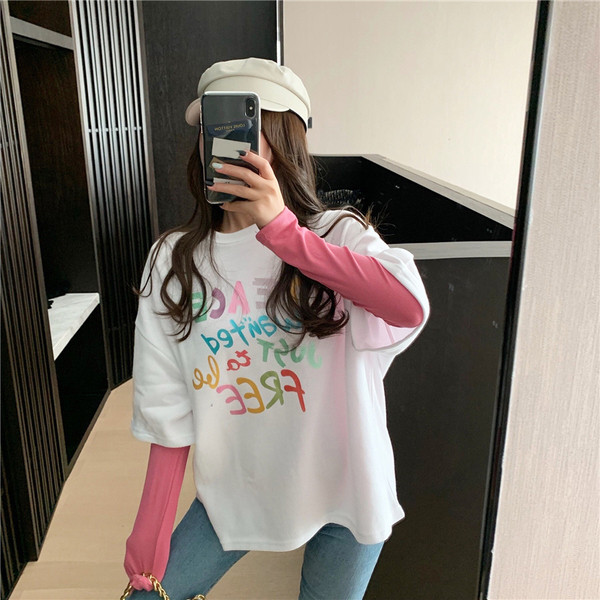 Ikdienas sieviešu T-krekls ar īsām piedurknēm un krāsainu uzrakstu