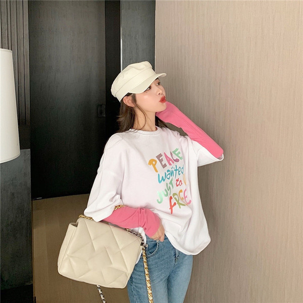 Ikdienas sieviešu T-krekls ar īsām piedurknēm un krāsainu uzrakstu