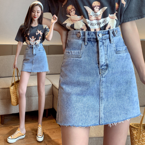 Ženska casual kratka traper suknja s visokim strukom