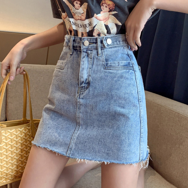 Ženska casual kratka traper suknja s visokim strukom