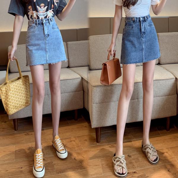 Ženska casual kratka traper suknja s visokim strukom