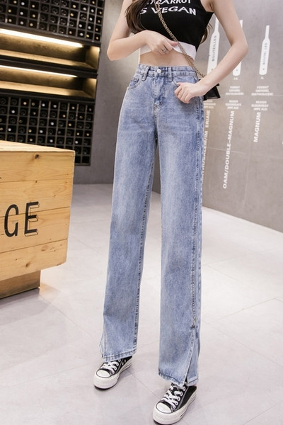 Blugi lungi casual de damă cu talie înaltă - un model larg