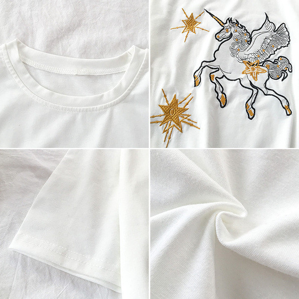 Tricou de dama modern cu broderie unicorn