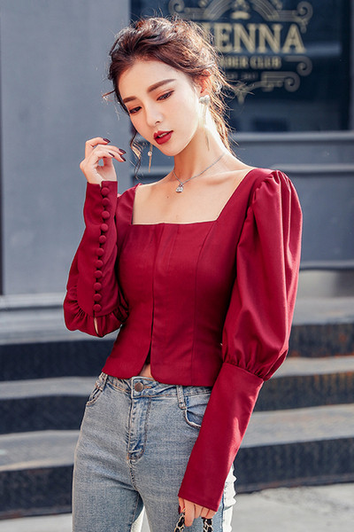 Retro női ing szögletes nyakkivágással és cipzárral