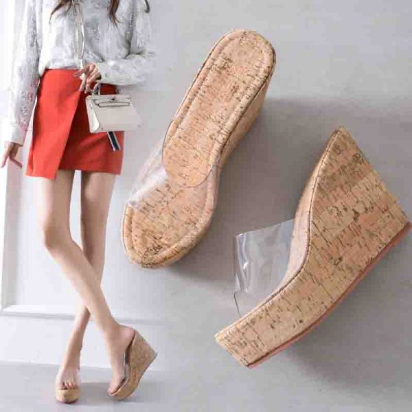 Papuci casual dama cu platforma si curea din silicon