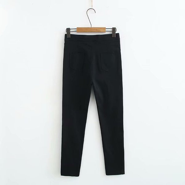 Moderne ženske duge hlače s visokim strukom i džepovima