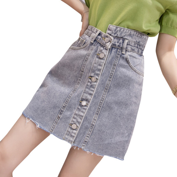 Fusta scurta casual de dama cu nasturi si talie inalta