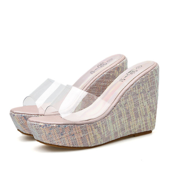 Papuci moderni de dama cu platforma si bretele din silicon