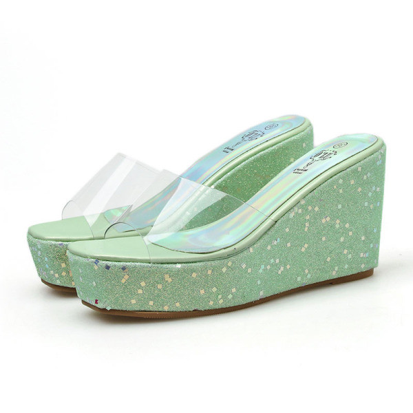 Ženske papuče s platformom i šljokicama