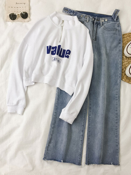 Könnyű női farmer széles modell magas derékkal