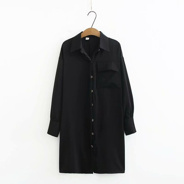 Rochie de dama eleganta tip camasa lunga cu guler clasic si maneci lungi