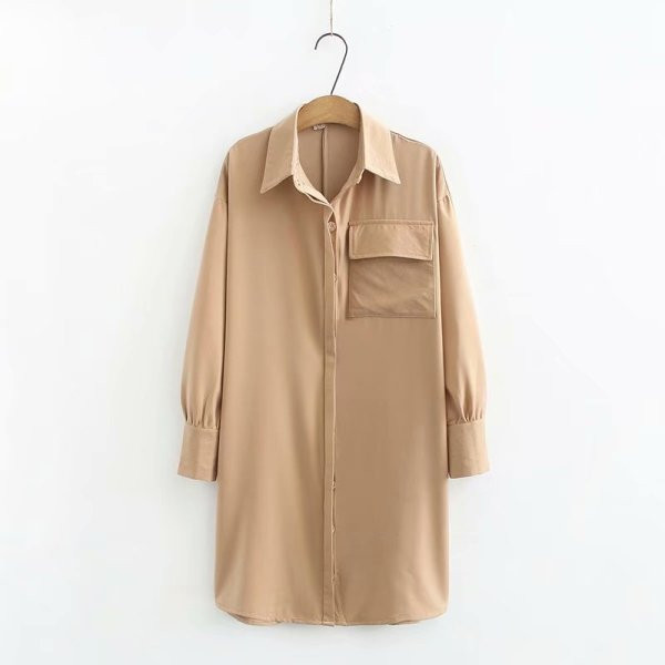 Rochie de dama eleganta tip camasa lunga cu guler clasic si maneci lungi