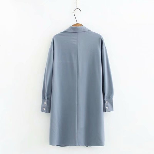 Rochie de dama eleganta tip camasa lunga cu guler clasic si maneci lungi