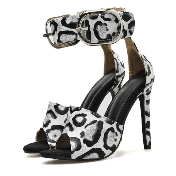 Sandale de dama cu animal print si catarama mare