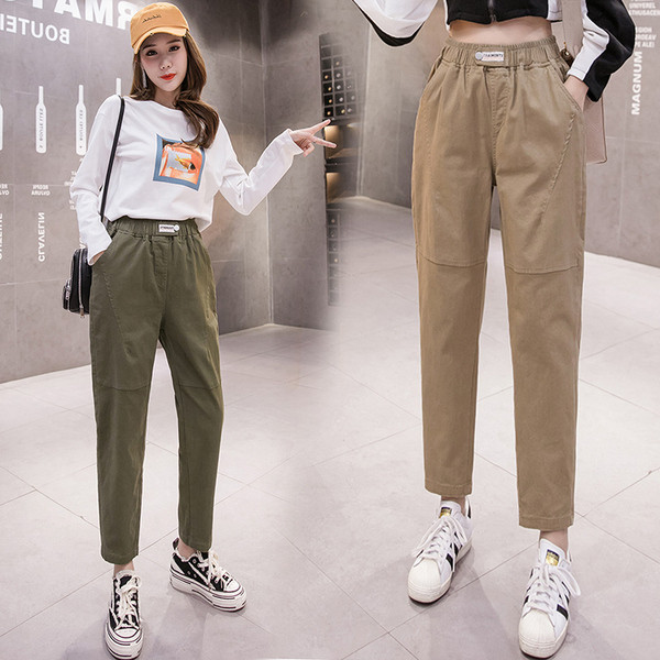 Pantaloni lungi casual de dama cu talie elastica si buzunare