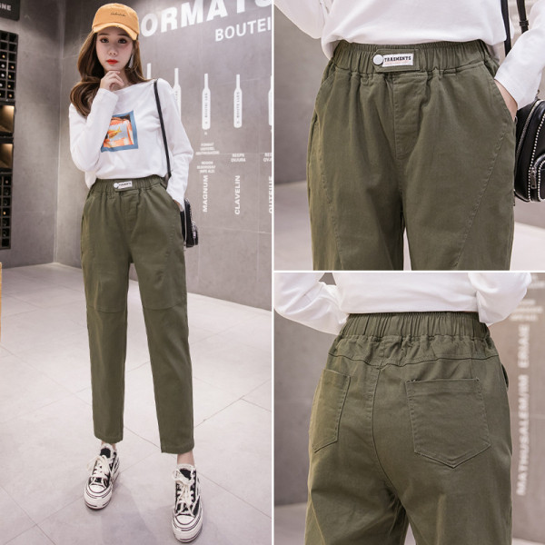 Pantaloni lungi casual de dama cu talie elastica si buzunare