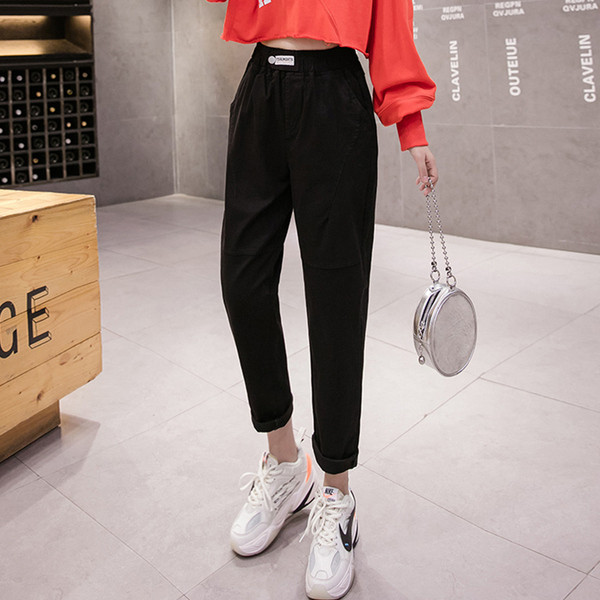 Pantaloni lungi casual de dama cu talie elastica si buzunare