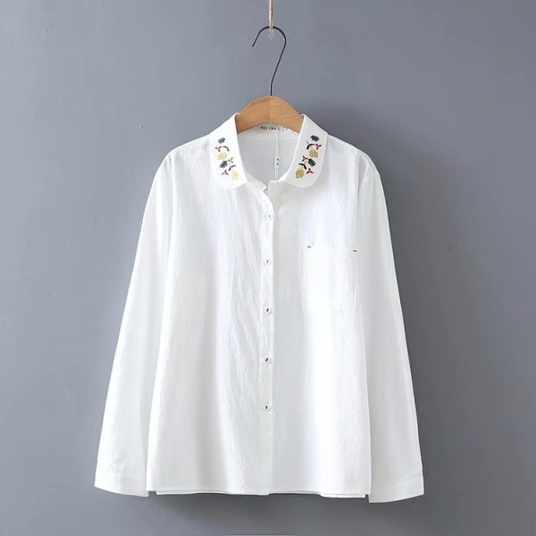 Cămașă de damă elegantă, model larg, cu guler clasic și mâneci lungi