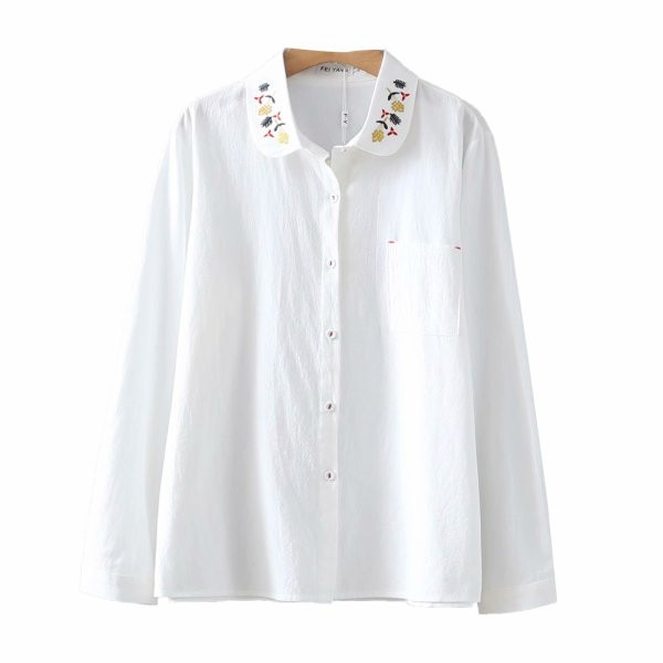 Cămașă de damă elegantă, model larg, cu guler clasic și mâneci lungi