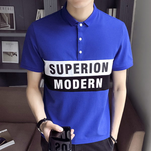 Tricou pentru bărbați model nou cu guler și inscripție clasică