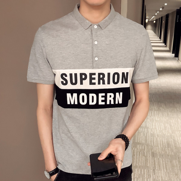 Tricou pentru bărbați model nou cu guler și inscripție clasică