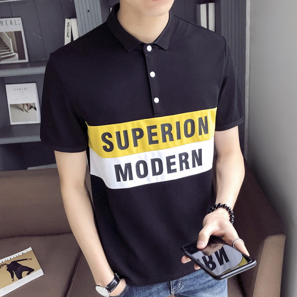 Tricou pentru bărbați model nou cu guler și inscripție clasică