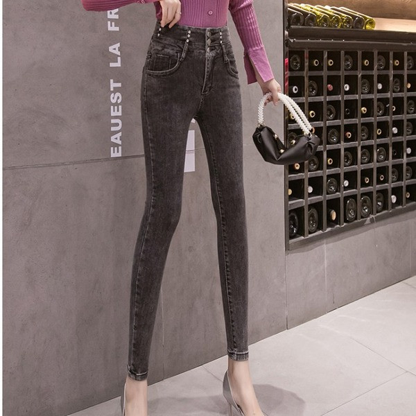 Blugi de dama mulati cu talie inalta