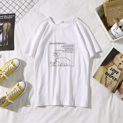 Sieviešu kokvilnas T-krekls ar apdruku un izmēriem līdz 5XL