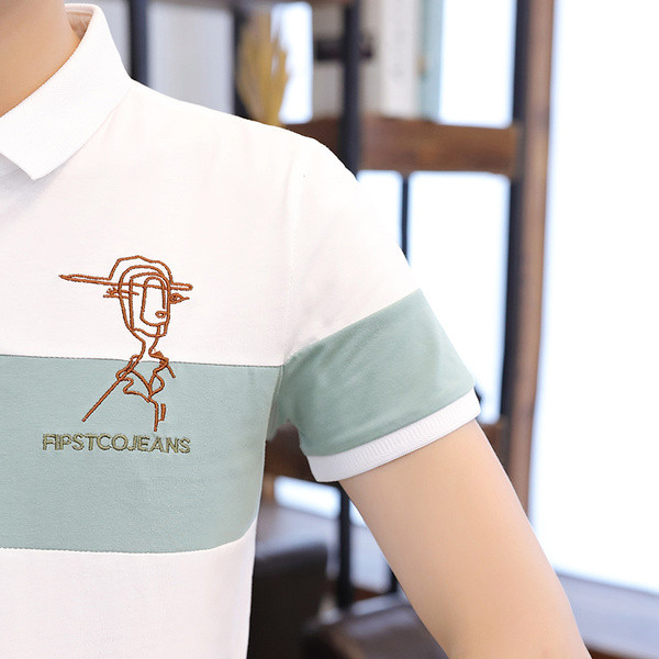 Moodne meeste t-särk tikandi ja kraega