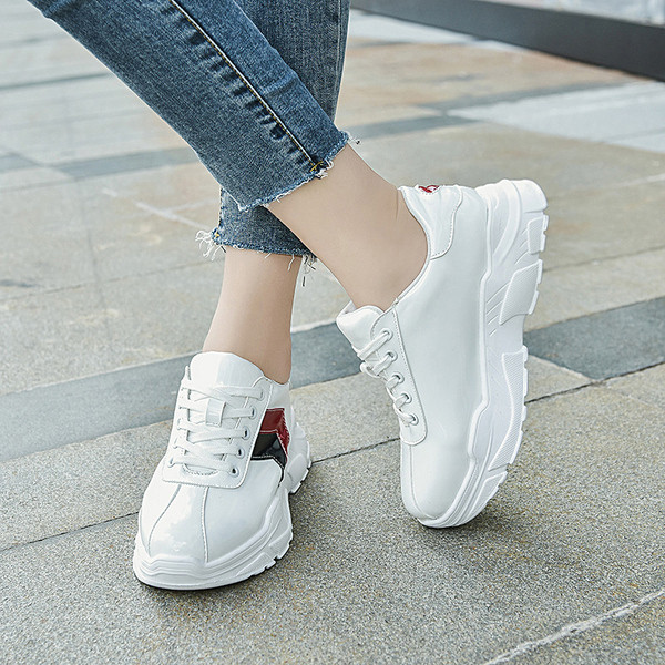 Adidasi moderni de dama din piele ecologica si talpa inalta