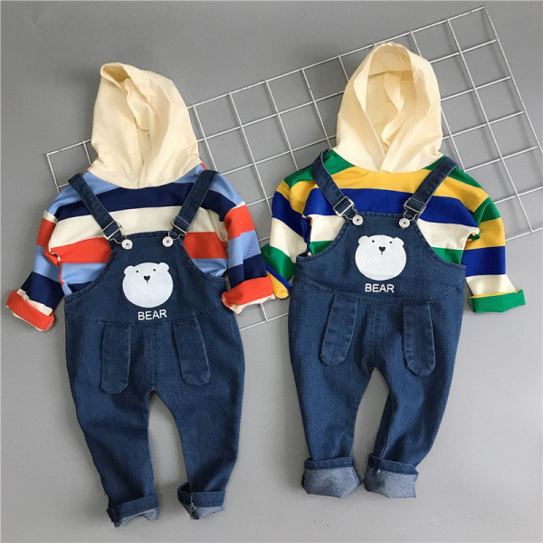 Naujo modelio vaikiškas komplektas berniuko palaidinei ir kombinezonui