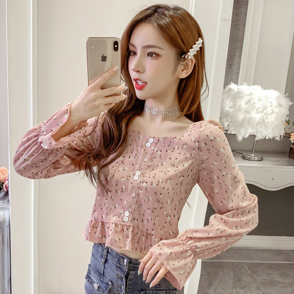 Cămașă casual de damă cu nasturi, model floral și guler clasic