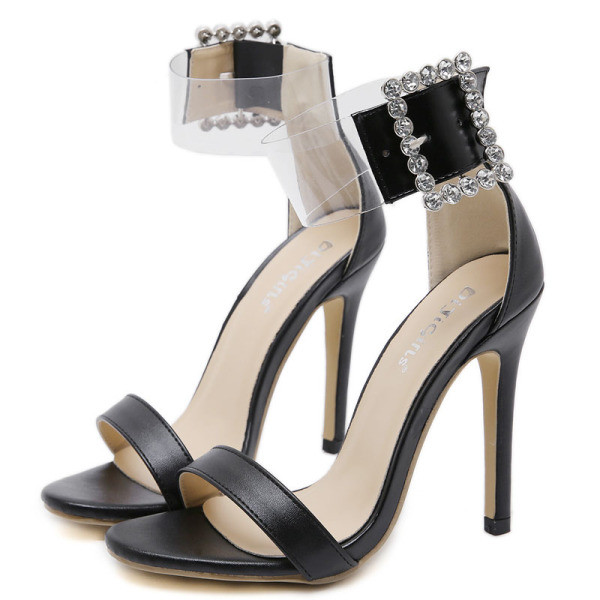 Elegantne ženske sandale s kopčom i ukrasnim kamenčićima