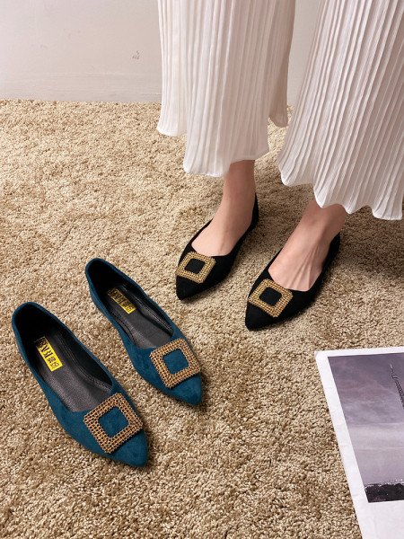 Női alkalmi cipő öko velúrból, lapos talppal