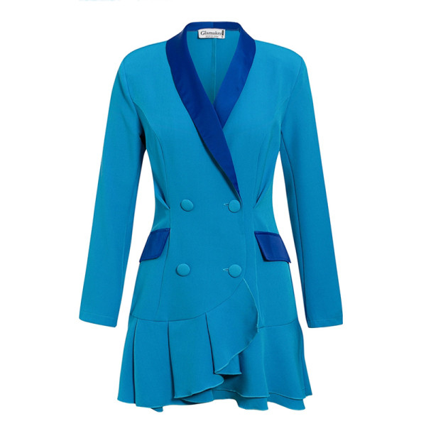 Geaca de dama moderna tip rochie scurta cu maneci lungi si nasturi