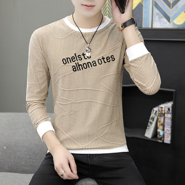 Bluză modernă pentru bărbați cu decolteu rotund și mâneci lungi