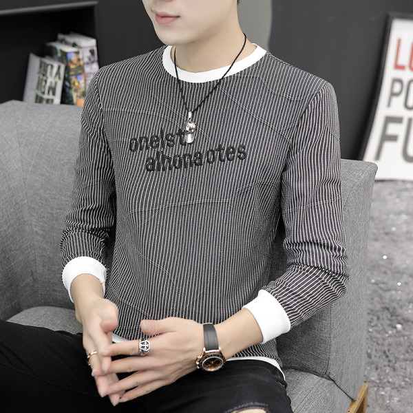 Bluză modernă pentru bărbați cu decolteu rotund și mâneci lungi