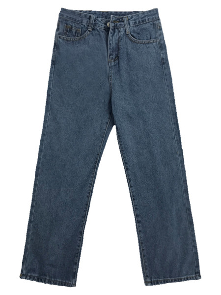 Egyenes modell női farmer magas derékkal és gombokkal