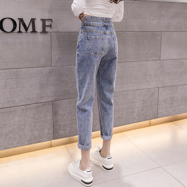 Blugi lungi casual de dama - model drept cu talie inalta