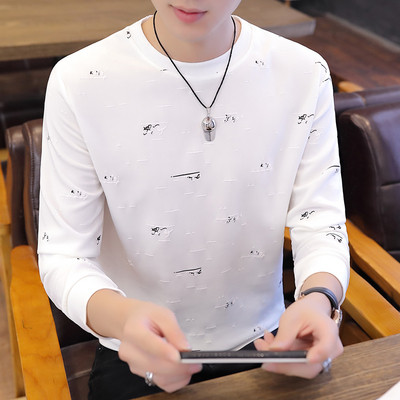 Bluză casual pentru bărbați, cu decolteu rotund și mâneci lungi