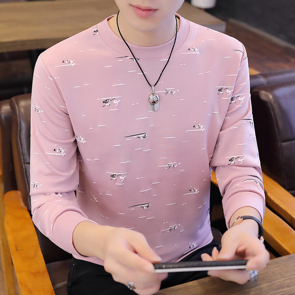 Bluză casual pentru bărbați, cu decolteu rotund și mâneci lungi