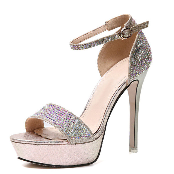 Elegantne ženske sandale s kamenčićima i petom od 12 cm